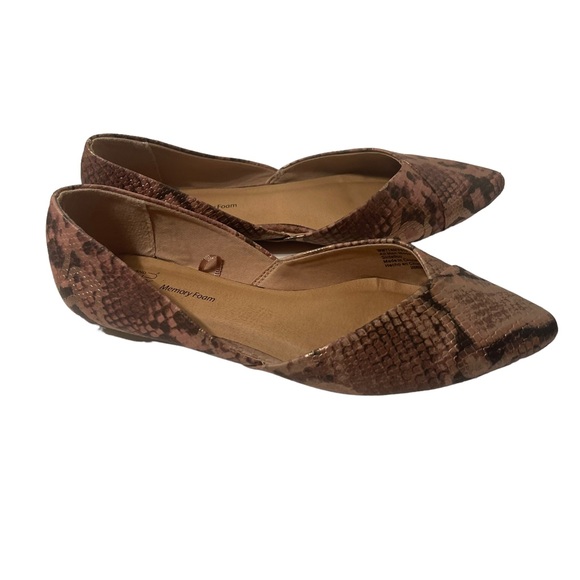 Time & Tru Womens Metallic Multi tone Snake Print Ballet Flats Memory Foam Shoes - Picture 6 of 9